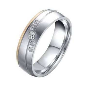Šperky4U OPR0042 Dámský ocelový snubní prsten se zirkony - velikost 52 - OPR0042-Zr-52