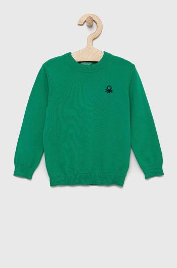 Dětský bavlněný svetr United Colors of Benetton zelená barva, lehký