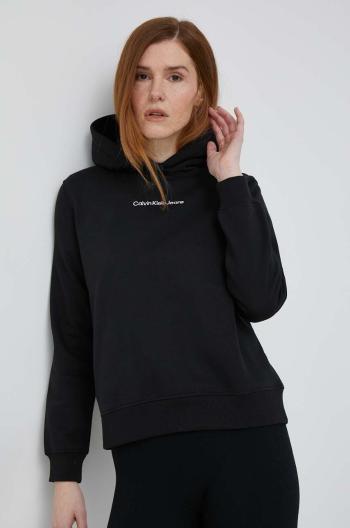 Mikina Calvin Klein Jeans dámská, černá barva, s kapucí, hladká