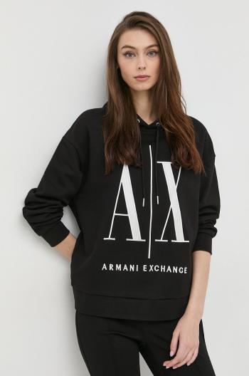Bavlněná mikina Armani Exchange dámská, černá barva, s aplikací