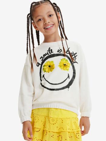 Desigual Smiley Better Mikina dětská Bílá