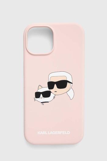 Obal na telefon Karl Lagerfeld iPhone 15 / 14 / 13 6.1 růžová barva, KLHMP15SSKCHPPLP