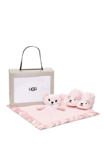 Dětské boty UGG Bixbee And Lovey Bear Stuffie růžová barva