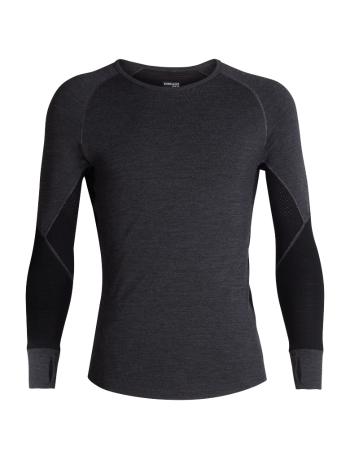 pánské merino triko dlouhý rukáv ICEBREAKER Mens 260 Zone LS Crewe, Jet Hthr/Black velikost: M