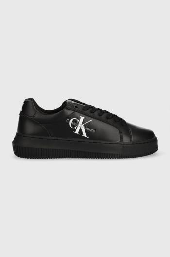Kožené sneakers boty Calvin Klein Jeans Chunky Cupsole Monologo černá barva