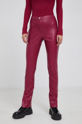Kalhoty Hugo dámské, růžová barva, přiléhavé, high waist