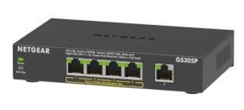 Netgear GS305Pv2 Gigabit Switch 5 portů, 4 porty jsou PoE, PoE budget 63W