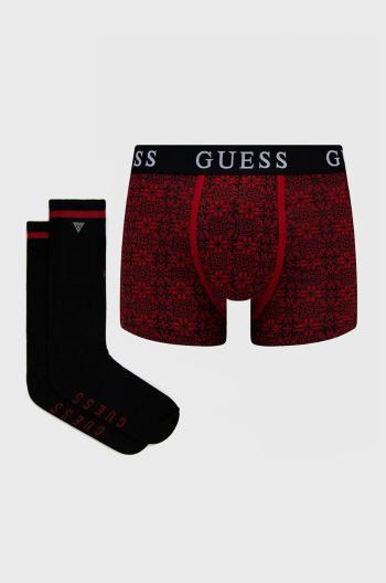 Guess GUESS pánská červeno-černá sada- boxerky/ponožky