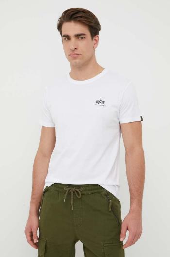 Bavlněné tričko Alpha Industries Basic T Small Logo bílá barva, s potiskem, 188505.09