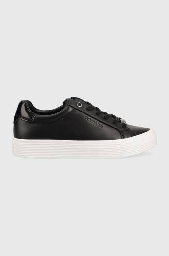 Kožené sneakers boty Calvin Klein HW0HW01372 VULC LACE UP černá barva