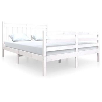 Rám postele bílý masivní dřevo 150 × 200 cm King Size, 3100660 (3100660)