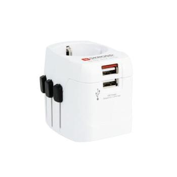 Skross cestovní adaptér PRO Light USB, 6.3A max., vč. USB nabíjení, uzemněný, UK+USA+Austrálie/Čína PA46