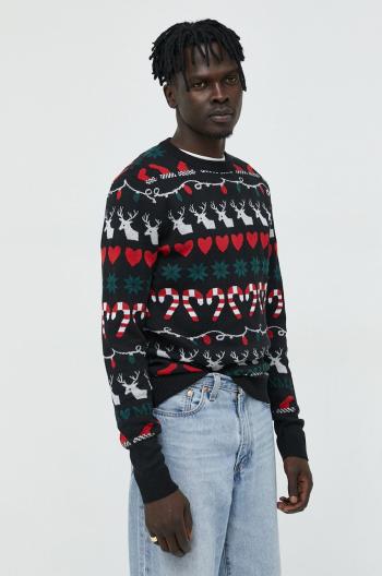 Bavlněný svetr Produkt by Jack & Jones pánský, černá barva, lehký