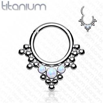 Šperky4U Piercing segment kruh TITAN, bílý opál, 1,2 x 8 mm - TIT1095-OP17