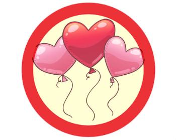 Samolepky zákaz - 5ks heart balloon
