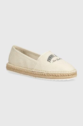 Espadrilky Tommy Jeans TJW VARSITY ESPADRILLE béžová barva, EN0EN02470