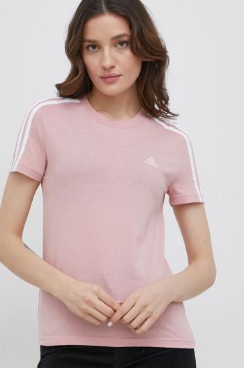 Bavlněné tričko adidas HF7236 růžová barva