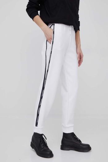 Kalhoty Emporio Armani dámské, bílá barva, jogger, high waist