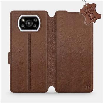 Kožené flip pouzdro na mobil Xiaomi Poco X3 Pro - Hnědé -  Brown Leather (5903516704729)