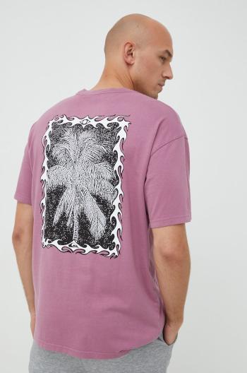 Bavlněné tričko Quiksilver růžová barva, s potiskem