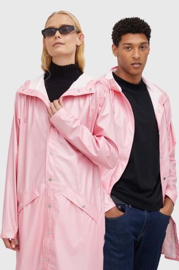 Nepromokavá bunda Rains 12020 Long Jacket růžová barva, přechodná