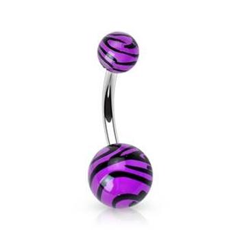 Šperky4U Piercing do pupíku - banánek zebrovaný - BA01048-A