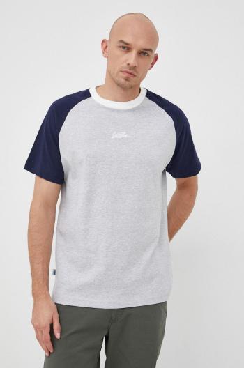 Bavlněné tričko Lacoste šedá barva, s aplikací