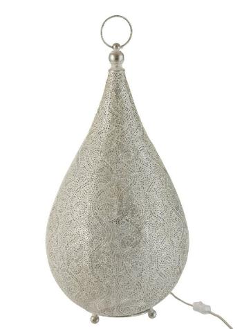 Bílá kovová stolní lampička Oriental drop- Ø 31*60 cm 3582