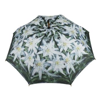 Deštník s květy Edelweiss a dřevěnou rukojetí  - Ø 105*88cm BBPEW