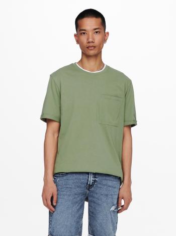 Zelené volné basic tričko ONLY & SONS Gavin