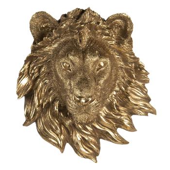 Zlatá nástěnná dekorace hlavy lva - 18*8*21 cm 6PR3426
