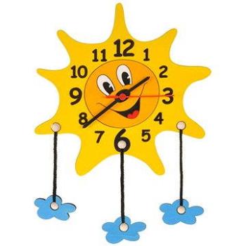 Dětské dřevěné hodiny - Sluníčko s mráčky (8594155460298)