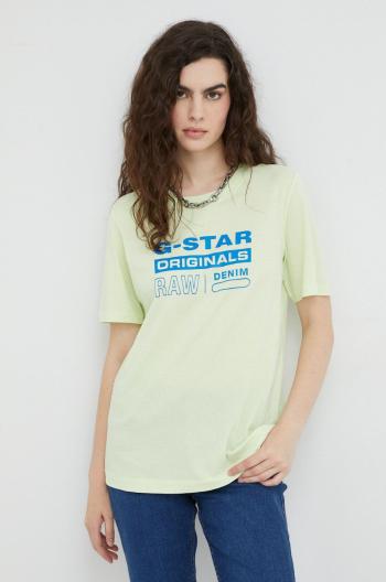 Bavlněné tričko G-Star Raw zelená barva