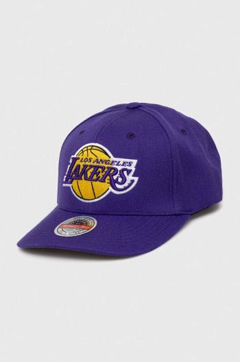 Čepice s vlněnou směsí Mitchell&Ness Los Angeles Lakers fialová barva, s aplikací