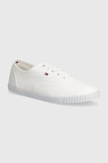 Tenisky Tommy Hilfiger CANVAS LACE UP SNEAKER dámské, bílá barva, FW0FW07805