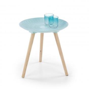 BINGO malý kulatý stůl z masivního dřeva, modrý