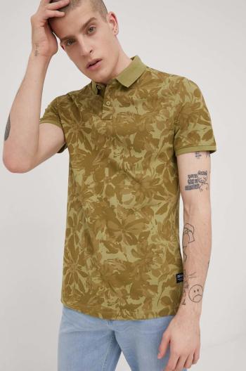 Bavlněné polo tričko Tom Tailor zelená barva, vzorovaný