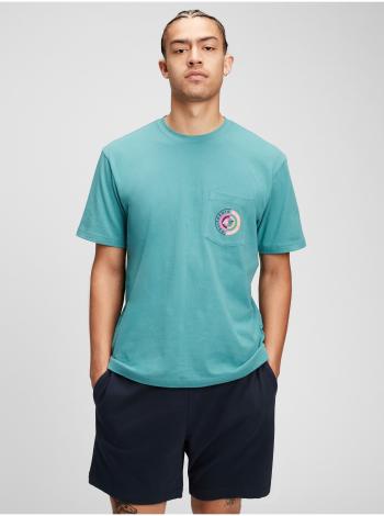 Modré pánské tričko circle back t-shirt GAP