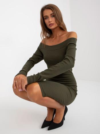 ŽEBROVANÉ UPLÉ KHAKI ŠATY -EM-SK-674.26P-KHAKI Velikost: ONE SIZE