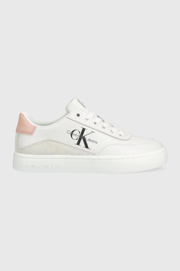 Kožené sneakers boty Calvin Klein Jeans Classic Cupsole bílá barva