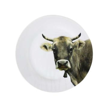 Porcelánový jídelní talíř s motivem švýcarské krávy -  Ø 27*3cm SCBDZK