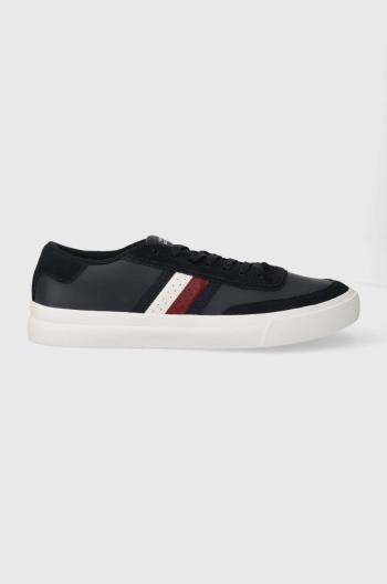 Kožené sneakers boty Tommy Hilfiger TH CUPSET RWB LTH tmavomodrá barva, FM0FM04975