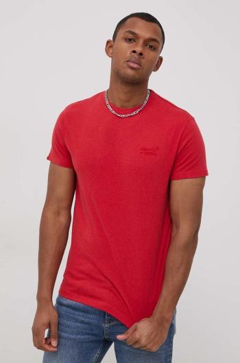 Bavlněné tričko Superdry červená barva, hladké