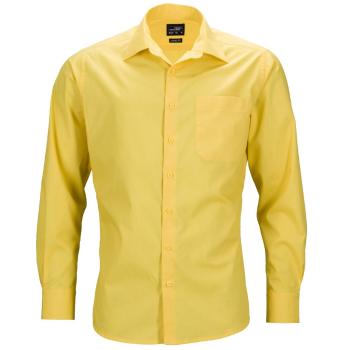 James & Nicholson Pánská košile s dlouhým rukávem JN642 - Žlutá | XL