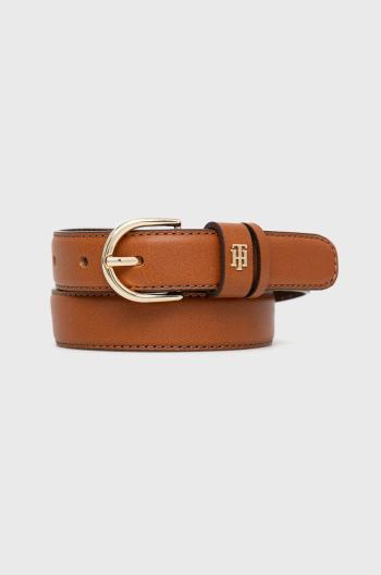 Kožený pásek Tommy Hilfiger Timeless Belt 2.5 Bombe dámský, hnědá barva