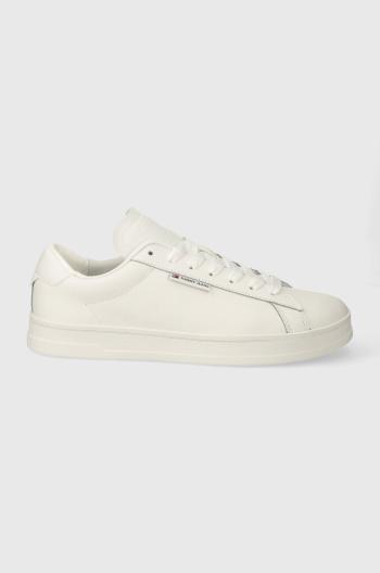 Kožené sneakers boty Tommy Jeans TJM LEATHER LOW CUPSOLE bílá barva, EM0EM01374