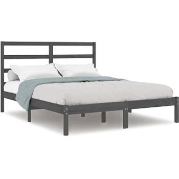 Rám postele šedý masivní dřevo 135 × 190 cm Double, 3104910 (3104910)