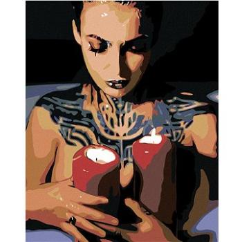 Malování podle čísel - Žena s tetováním a svíčkami (HRAmal00751nad)