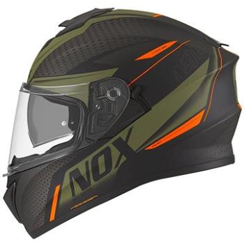 NOX N918 META (khaki matná, oranžová) (motonad02551)