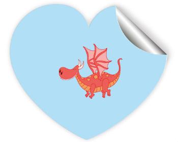 Samolepky srdce - 5 kusů Pohádkový drak